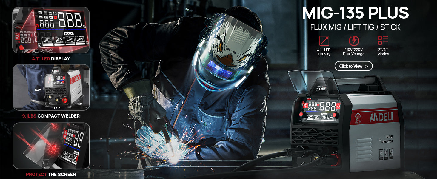 Mua ANDELI MIG Welder 135Amp, 110V/220V IGBT Inverter Welder Flux MIG Tigstick 3 In 1 Multiprocess Welder Mig Welding Machine Without Gas Flux Welding Mig 250me Led B0c651s8lg Mua ANDELI MIG Welder 135Amp, 110V/220V IGBT Inverter Welder Flux MIG Tigstick 3 In 1 Multiprocess Welder Mig Welding Machine Without Gas Flux Welding Mig 250me Led B0c651s8lg