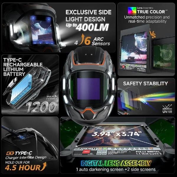 ANDELI Auto Darkening Welding Helmets with LED Lights