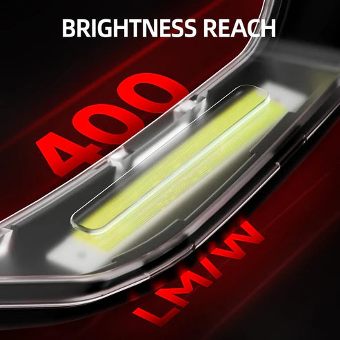 Welding helmet LED light with 400 lumen brightness for improved visibility in dark environments