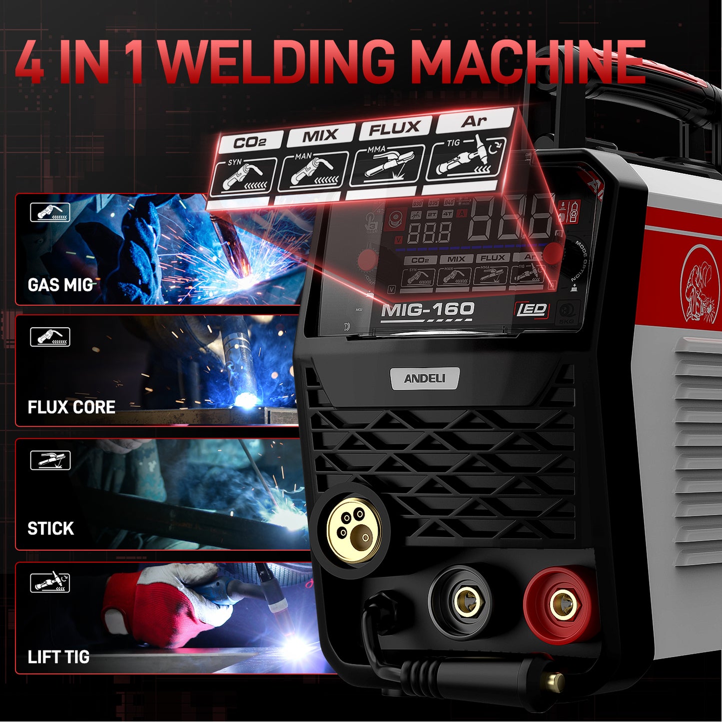 ANDELI MIG-160 Air MIG Welder 160A 110V/220V Dual Voltage