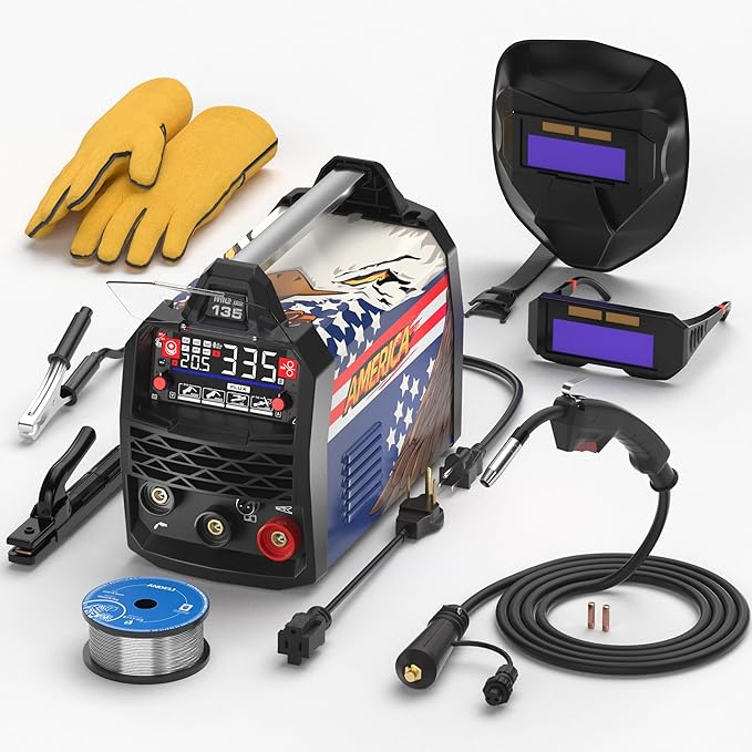 135A Dual Voltage Flux Core MIG Welder Kit | MIG/Lift TIG/Stick
