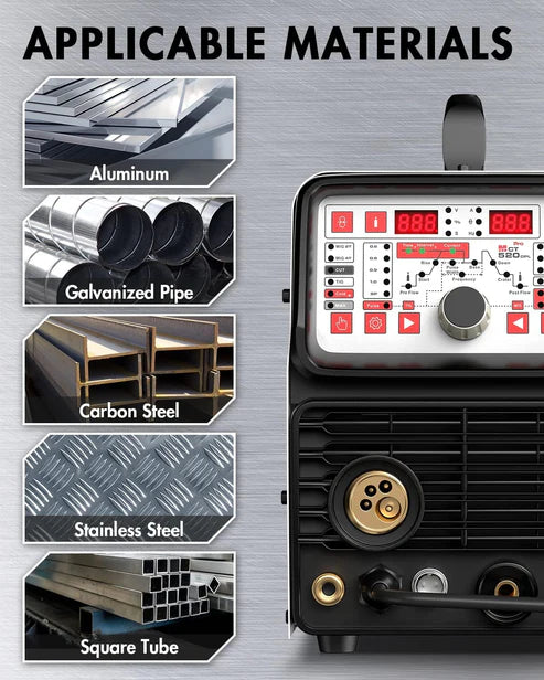 MCT-520DPL PRO welder applicable materials aluminum carbon steel stainless steel
