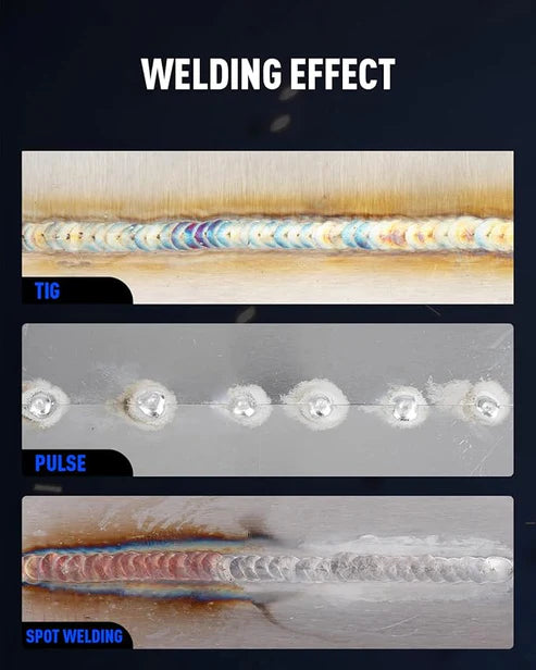 Real welding effects of pulse TIG welder (TIG/Pulse/Spot modes), delivering neat & consistent welds.