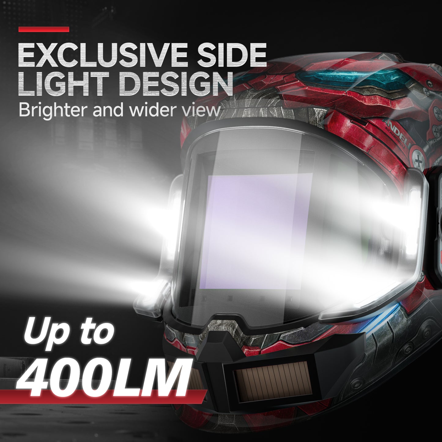 ANDELI Auto Darkening Welding Helmet with Light,Upgraded Solar Powered