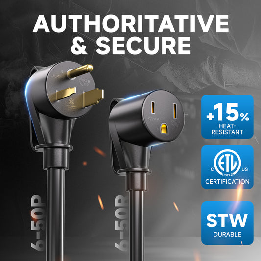 ANDELI 40Amp 20ft Welder Extension Cord 10 AWG [ETL Listed], 250V NEMA 6-50 Heat-Resistant Welding Cord 3 Prong for MIG/TIG/MMA Welder, Plasma Cutter(8-20FT)