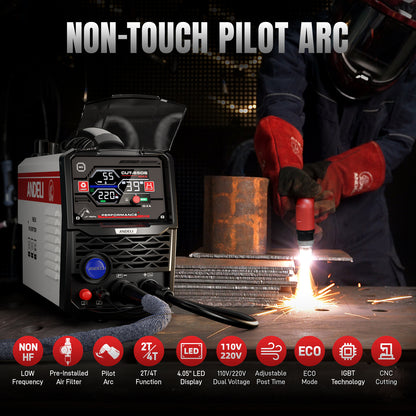 ANDELI Cut-65DS Non-HF Plasma Cutter 65A Dual Voltage 110V/220V with ECO Mode & CNC Compatible