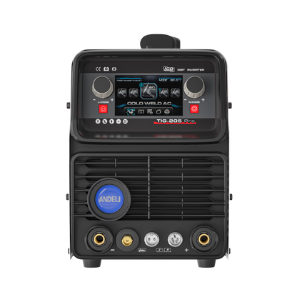 205Amp 10-in-1 aluminum TIG welder front view with control panel