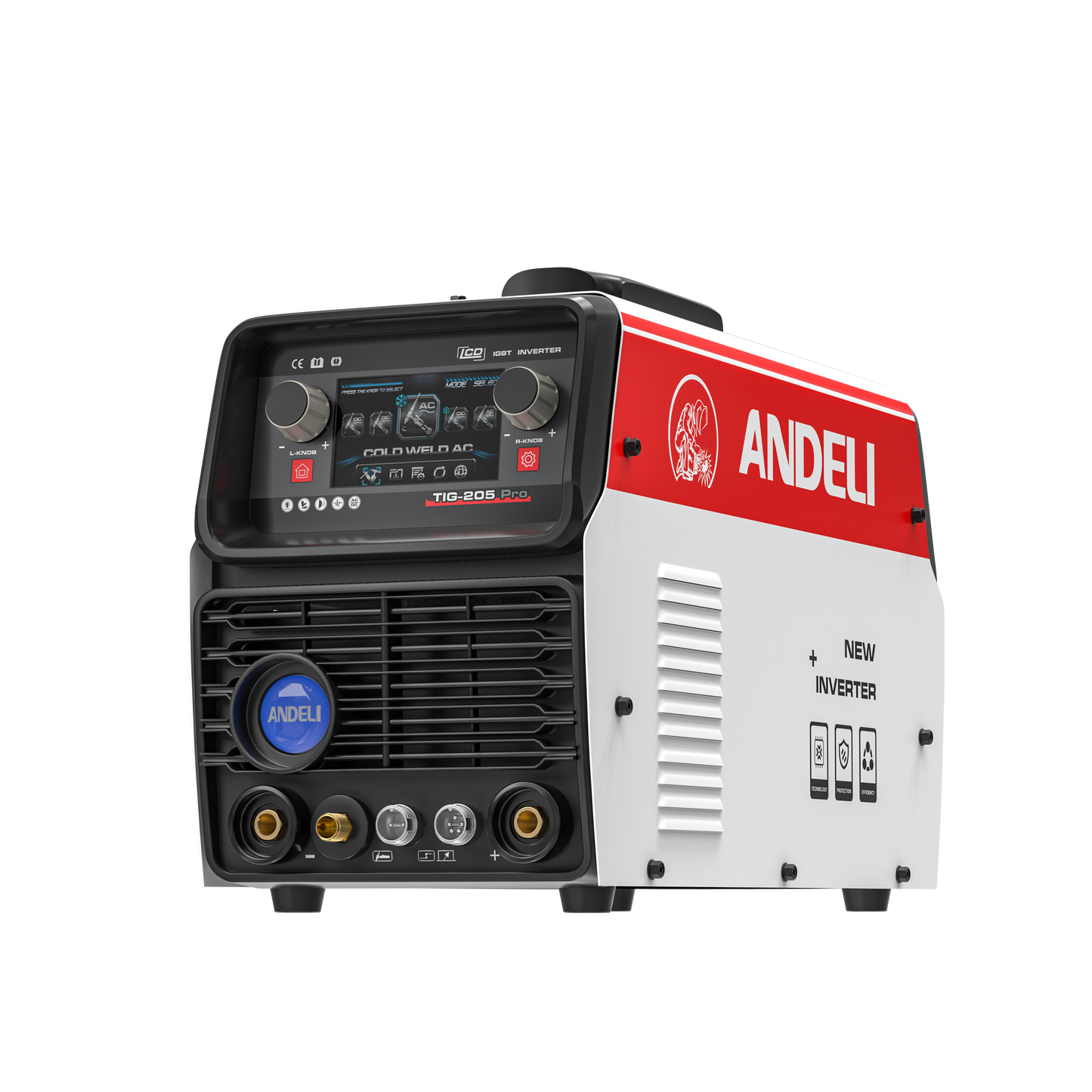 205Amp 10-in-1 aluminum TIG welder front left view