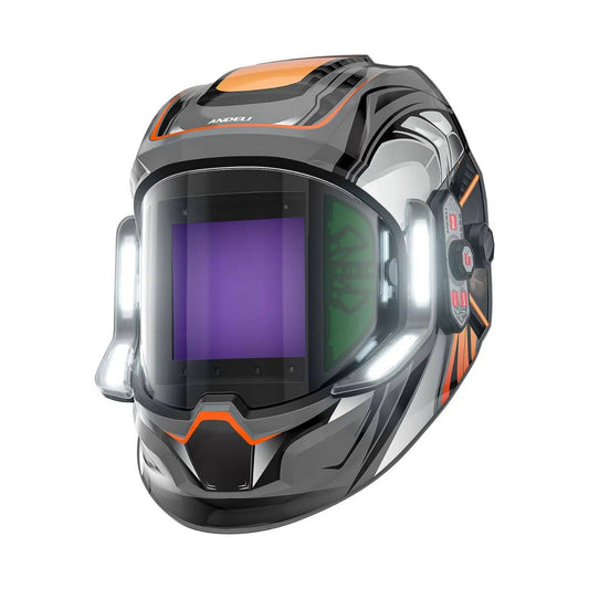 ANDELI MONERAE LED-Schweißhelm mit automatischer Abdunkelung + 2 Ersatzlinsen + Schweißhandschuh