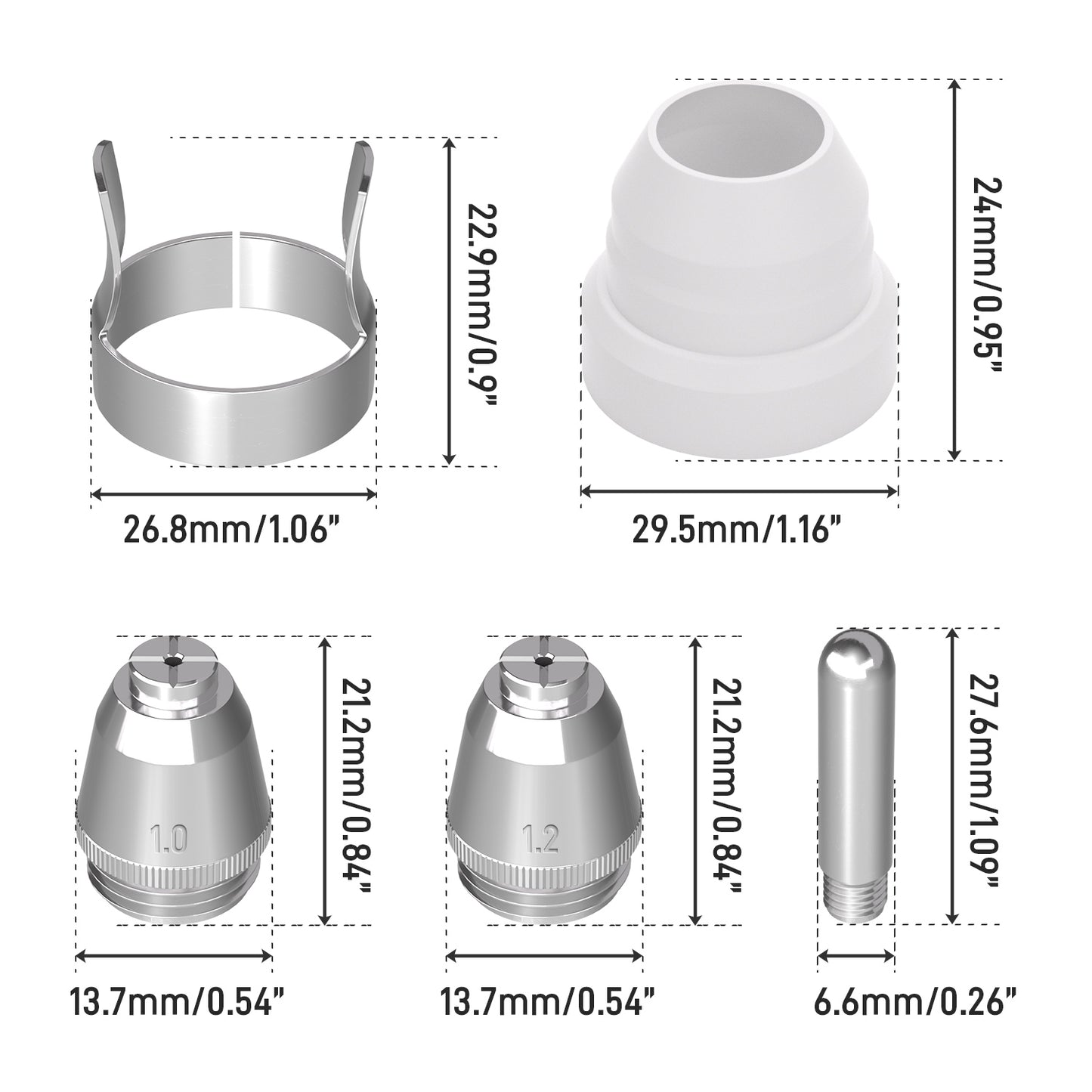 ANDELI AG60 Plasma Cutter Torch Consumables, 50Pcs Cutting Torch Tip Nozzles Kit with Box, Ceramic Cups for Multiple Pilot Arc Plasma Cutters (SG-55/AG-60 Compatible)