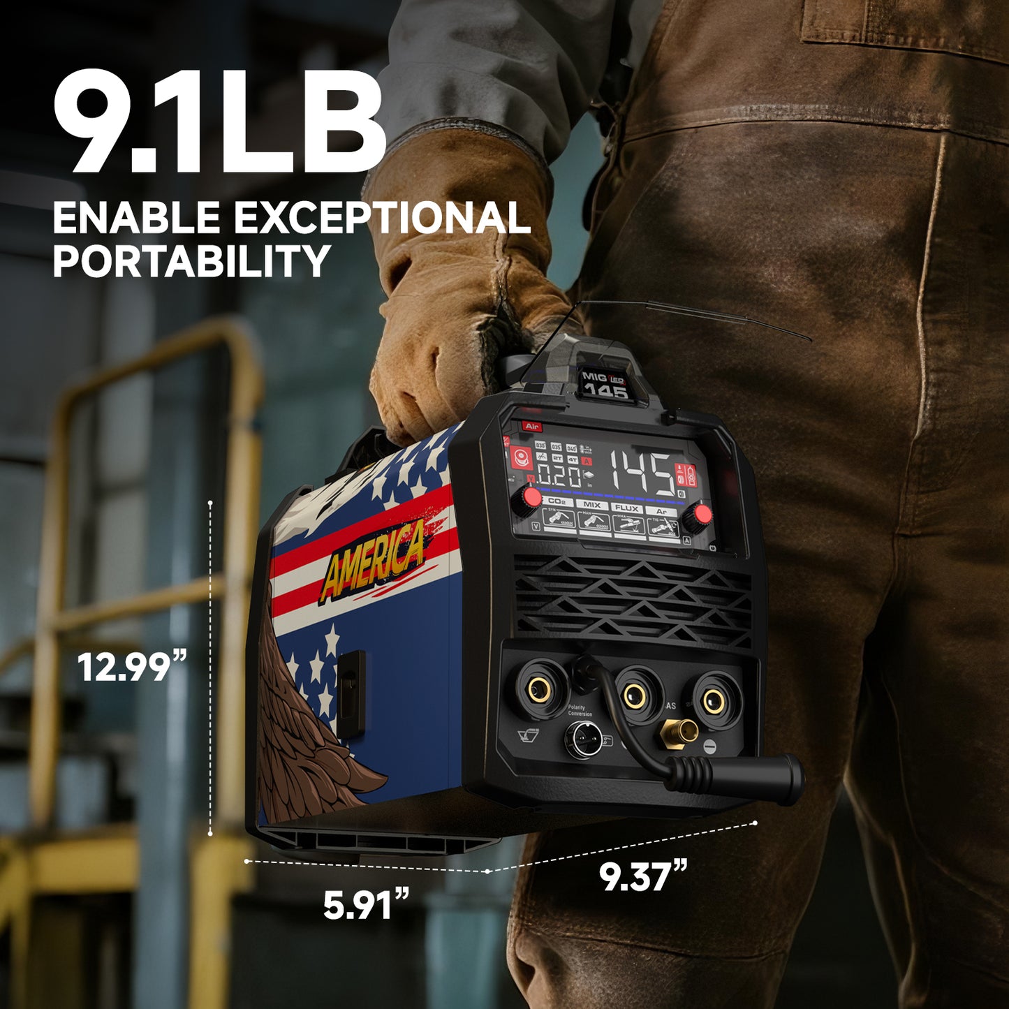ANDELI 145A Wireless Remote Control MIG Welder 110/220V – Gas MIG, Flux Core, Lift TIG & Stick Welding Machine