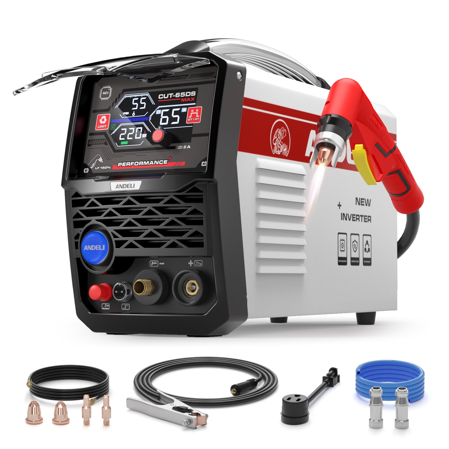 ANDELI Cut-65DS Non-HF Plasma Cutter 65A Dual Voltage 110V/220V with ECO Mode & CNC Compatible