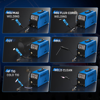 ANDELI MIG-205 DP 8-in-1 Pulsed MIG Welder & 50A Plasma Cutter Combo | 110/220V 200A。