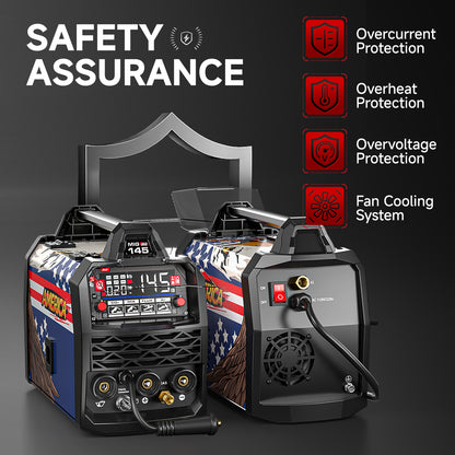 ANDELI 145A Wireless Remote Control MIG Welder 110/220V – Gas MIG, Flux Core, Lift TIG & Stick Welding Machine