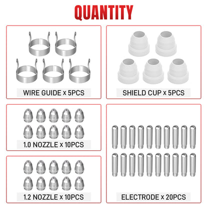 ANDELI AG60 Plasma Cutter Torch Consumables, 50Pcs Cutting Torch Tip Nozzles Kit with Box, Ceramic Cups for Multiple Pilot Arc Plasma Cutters (SG-55/AG-60 Compatible)