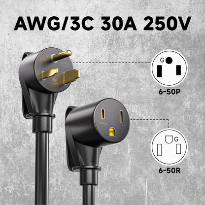 ANDELI 40Amp 20ft Welder Extension Cord 10 AWG [ETL Listed], 250V NEMA 6-50 Heat-Resistant Welding Cord 3 Prong for MIG/TIG/MMA Welder, Plasma Cutter(8-20FT)