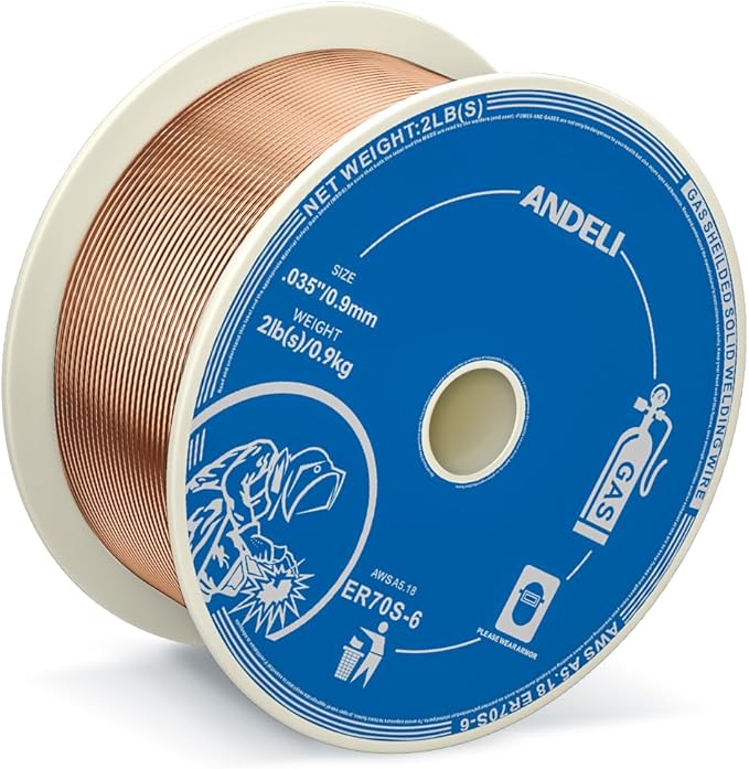 ANDELI Carbon Steel Solid MIG Welding Wire, ER70S-6 .030-Inch 2-Pound Gas Mig Welding Wire with Low Splatter and High Levels of Deoxidizers - For All Position Gas Welding