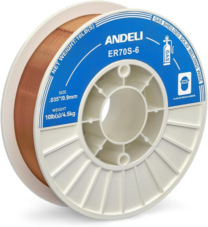ANDELI Carbon Steel Solid MIG Welding Wire, ER70S-6 .030-Inch 2-Pound Gas Mig Welding Wire with Low Splatter and High Levels of Deoxidizers - For All Position Gas Welding