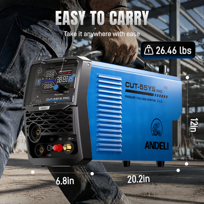 ANDELI 55A Plasma Cutter with Built-In Air Compressor, Non-HF Pilot Arc, 110V/220V Dual Voltage