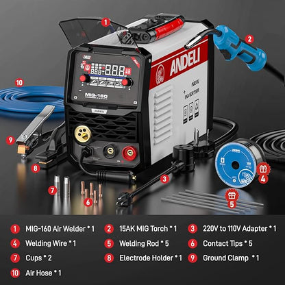 ANDELI MIG-160 Air MIG Welder 160A 110V/220V Dual Voltage