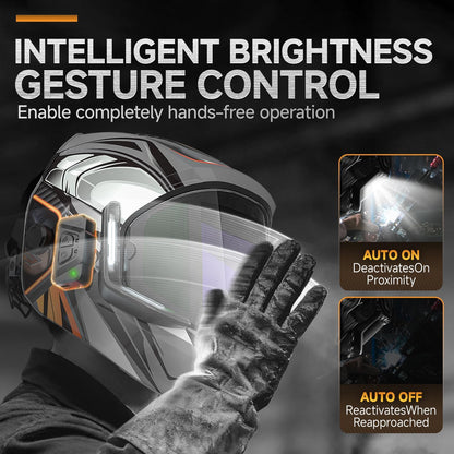 ANDELI Auto Darkening Welding Helmets with 4 LED Lights-Grey Knights（2100mAh）