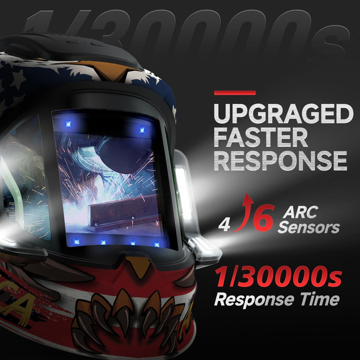 ANDELI Auto Darkening Welding Helmets with 4 LED Lights-American Eagle（2400mAh）