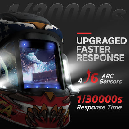 ANDELI Auto Darkening Welding Helmets with 4 LED Lights-American Eagle（2400mAh）