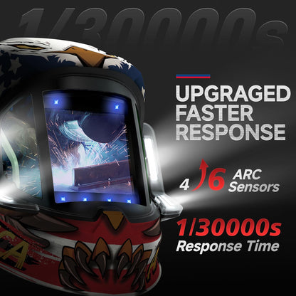 ANDELI Auto Darkening Welding Helmets with 4 LED Lights-American Eagle（2100mAh）