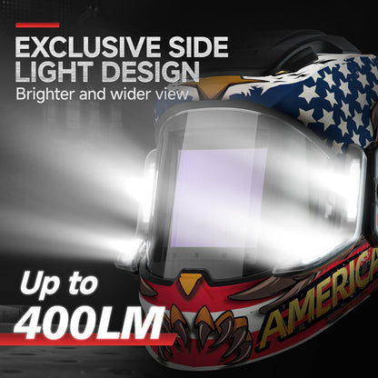 ANDELI Auto Darkening Welding Helmets with 4 LED Lights-American Eagle（2400mAh）