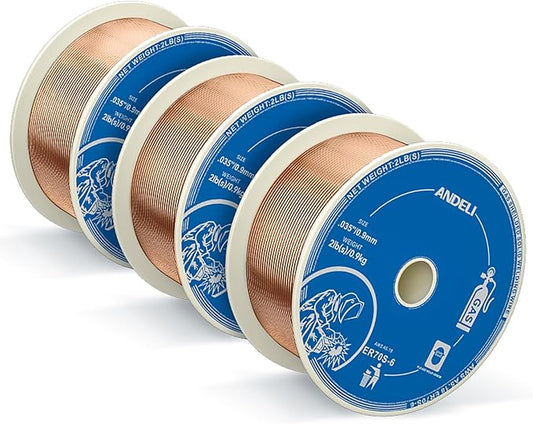 ANDELI Carbon Steel Solid MIG Welding Wire, ER70S-6 .030-Inch 2-Pound Gas Mig Welding Wire with Low Splatter and High Levels of Deoxidizers - For All Position Gas Welding