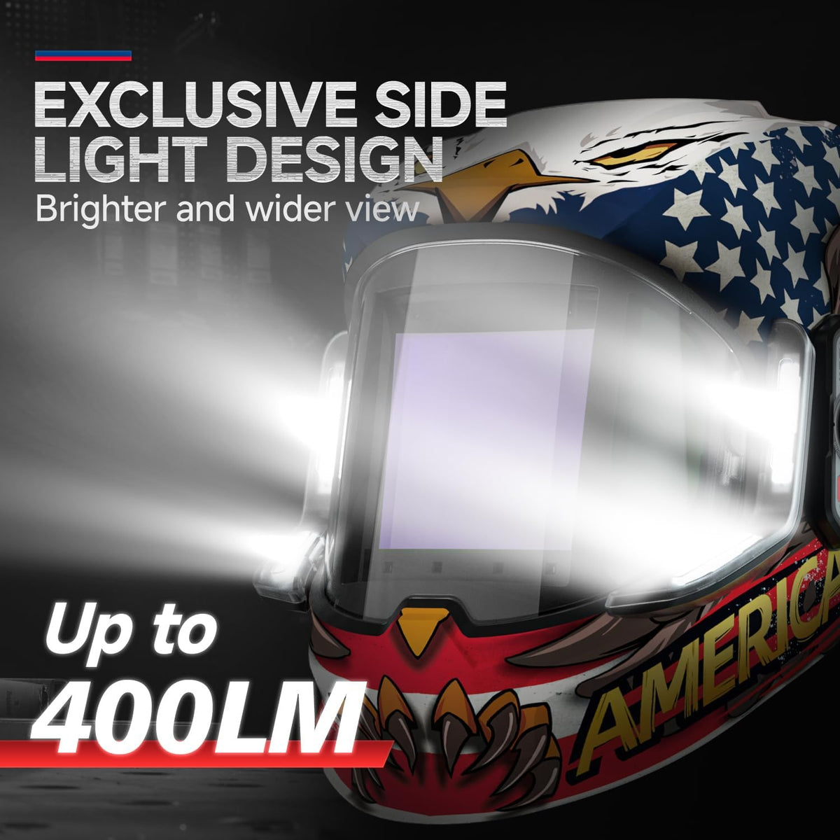 ANDELI Auto Darkening Welding Helmets with 4 LED Lights-American Eagle（2100mAh）