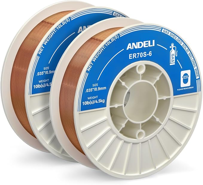 ANDELI Carbon Steel Solid MIG Welding Wire, ER70S-6 .030-Inch 2-Pound Gas Mig Welding Wire with Low Splatter and High Levels of Deoxidizers - For All Position Gas Welding