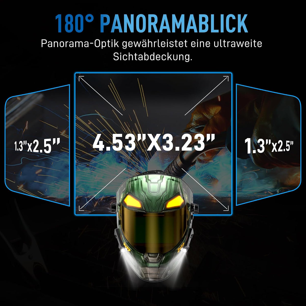 ANDELI Automatik-Schweißhelm mit 2 LED-Leuchten – OPTIM SERIE