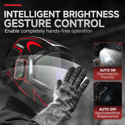 ANDELI MONERRC LED PRO Automatik-Schweißhelm + 2 Ersatzlinsen