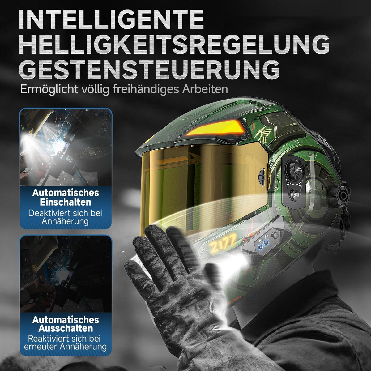 ANDELI Automatik-Schweißhelm mit 2 LED-Leuchten – OPTIM SERIE