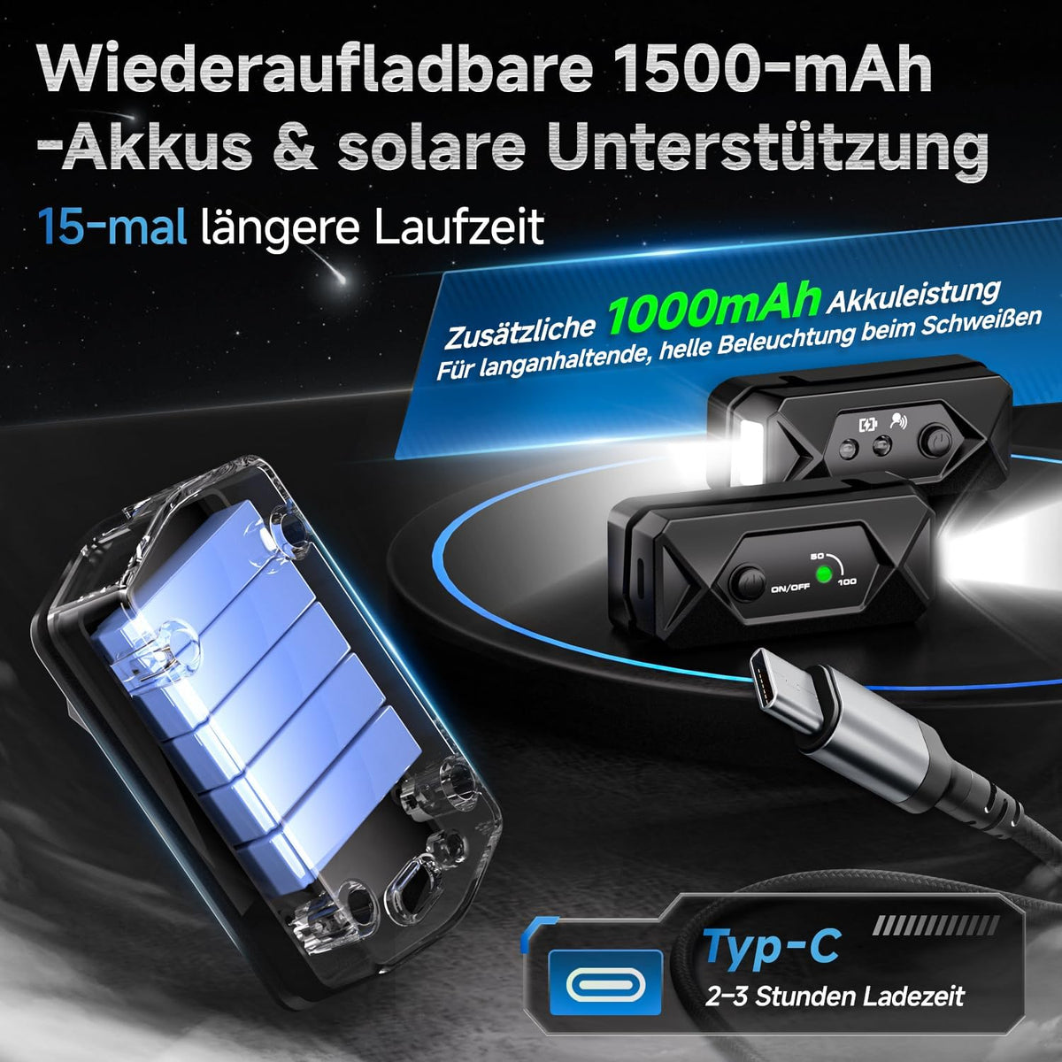ANDELI Automatik-Schweißhelm mit 2 LED-Leuchten – OPTIM SERIE