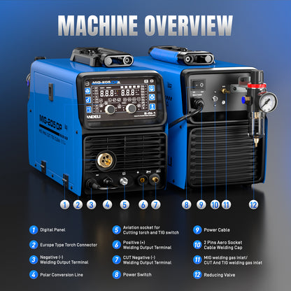 ANDELI MIG-205 DP 8-in-1 Pulsed MIG Welder & 50A Plasma Cutter Combo | 110/220V 200A。