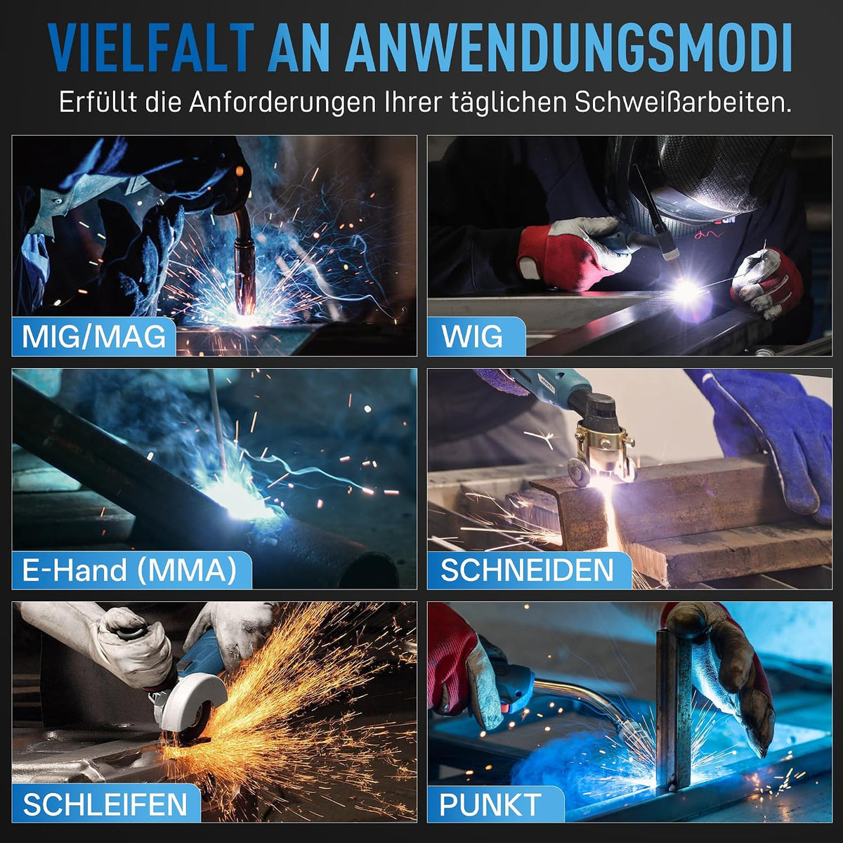ANDELI Automatik-Schweißhelm mit 2 LED-Leuchten – OPTIM SERIE