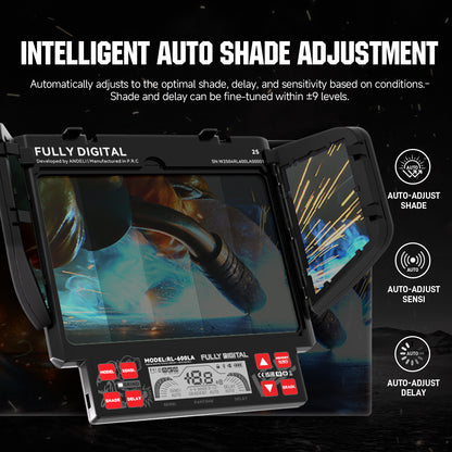 ANDELI Auto-Adjust Welding Helmet with Fan and Light，3-Sided Auto Darkening