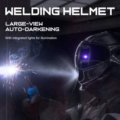 ANDELI Welding Helmet with Light,Panoramic 180° Large Viewing Powered Air Purifying Respirator Auto Darkening Welding Helmet