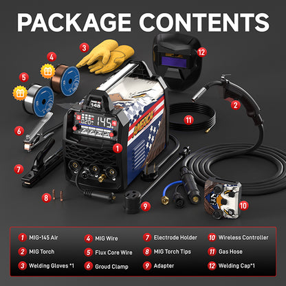 ANDELI 135A / 145A MIG Welder Series 110V/220V | 3-in-1 & 4-in-1 Flux Core MIG / Lift TIG / Stick Welding Machine with Synergy & LED Display