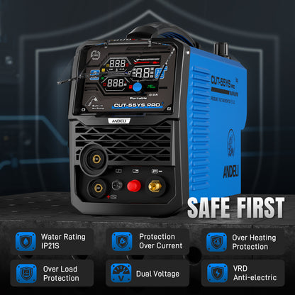 ANDELI 55A Plasma Cutter with Built-In Air Compressor, Non-HF Pilot Arc, 110V/220V Dual Voltage