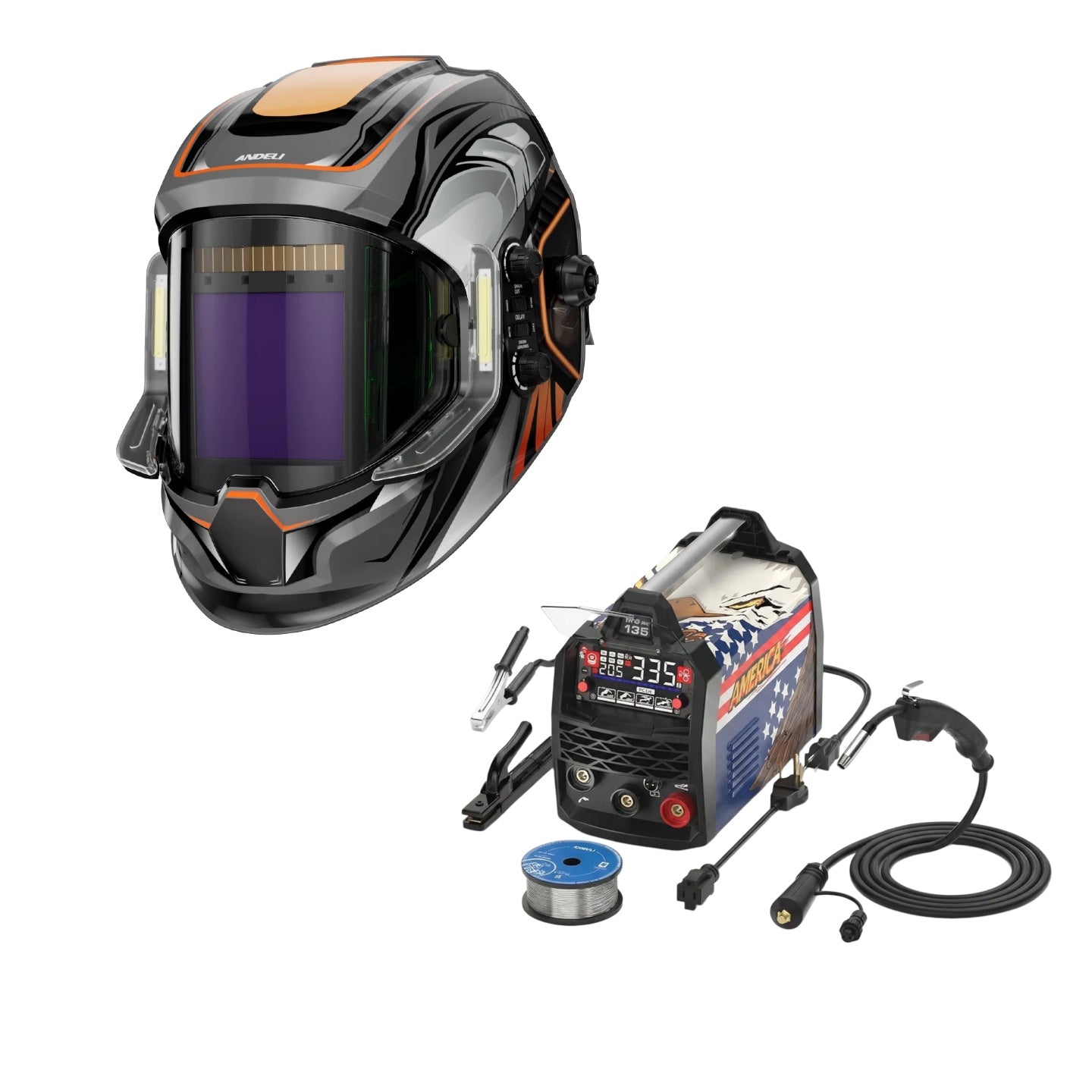 ANDELI 135A Dual Voltage Flux Core MIG Welder Kit (110V/220V) – MIG/Lift TIG/Stick