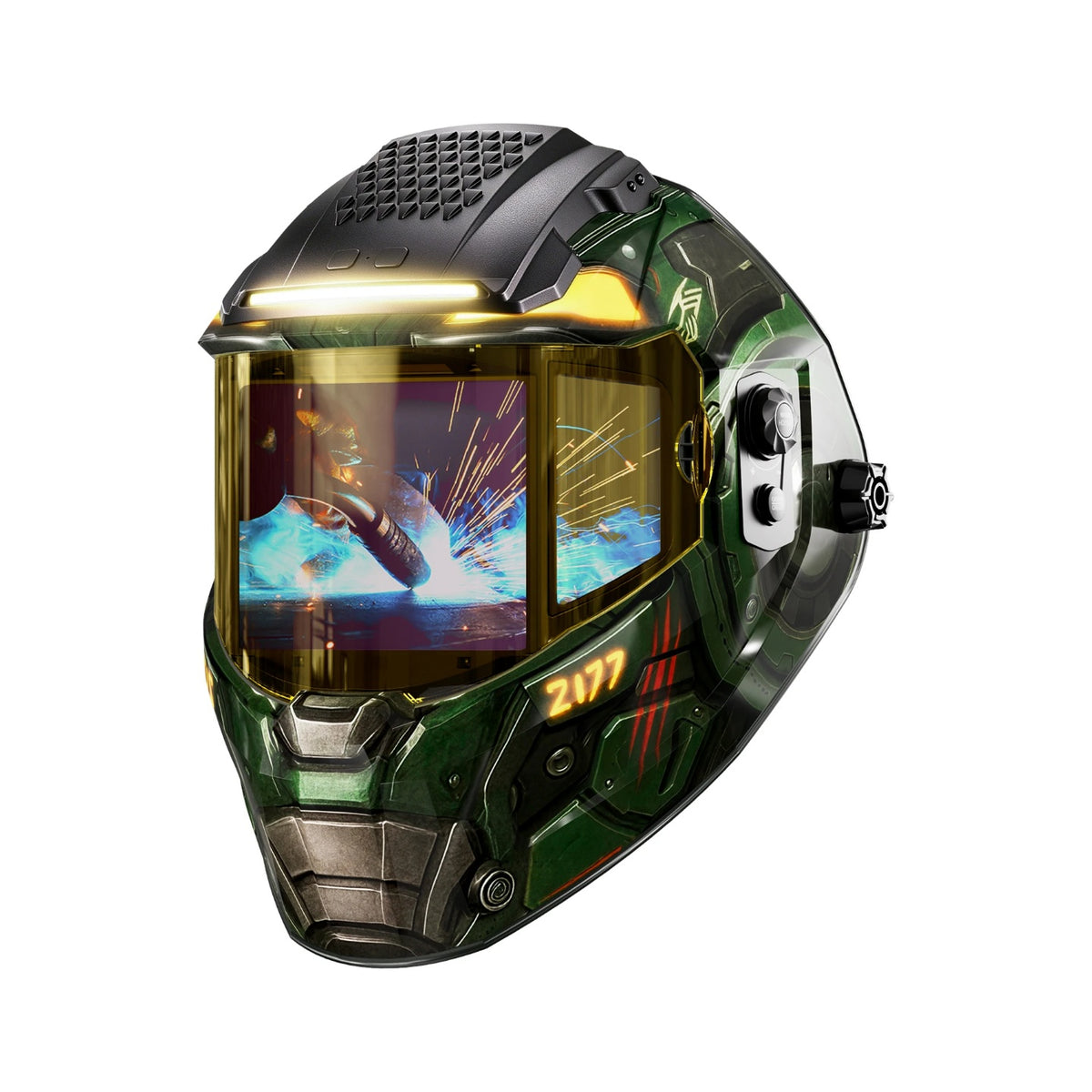 ANDELI Auto-Adjust Welding Helmet with Fan and Light，3-Sided Auto Darkening