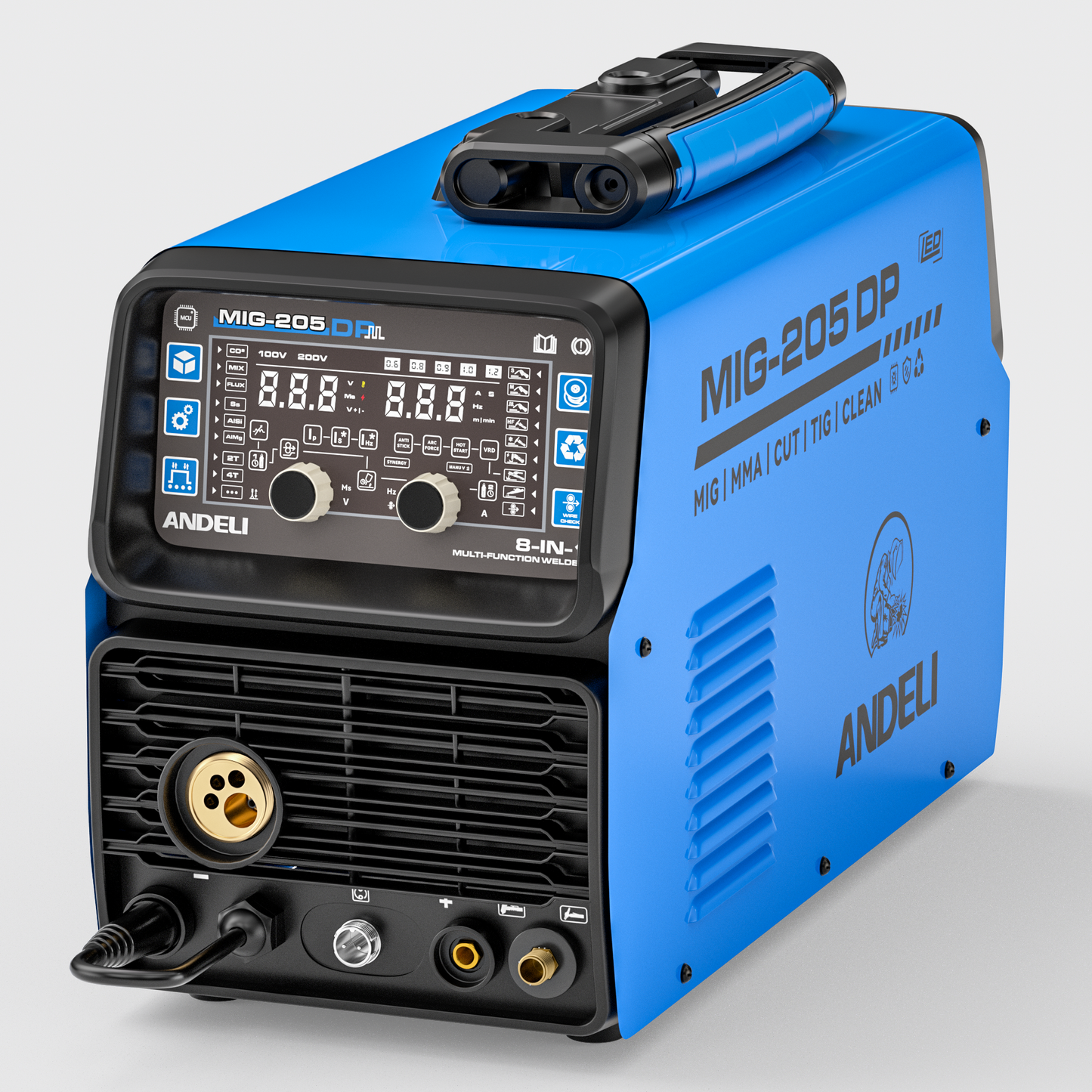 ANDELI MIG-205 DP 8-in-1 Pulsed MIG Welder & 50A Plasma Cutter Combo | 110/220V 200A。