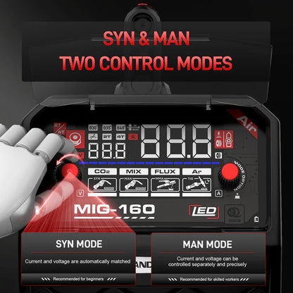 RedandwhiteMIG-160controlpanelwith110V220Vdualvoltageadjustmentknob