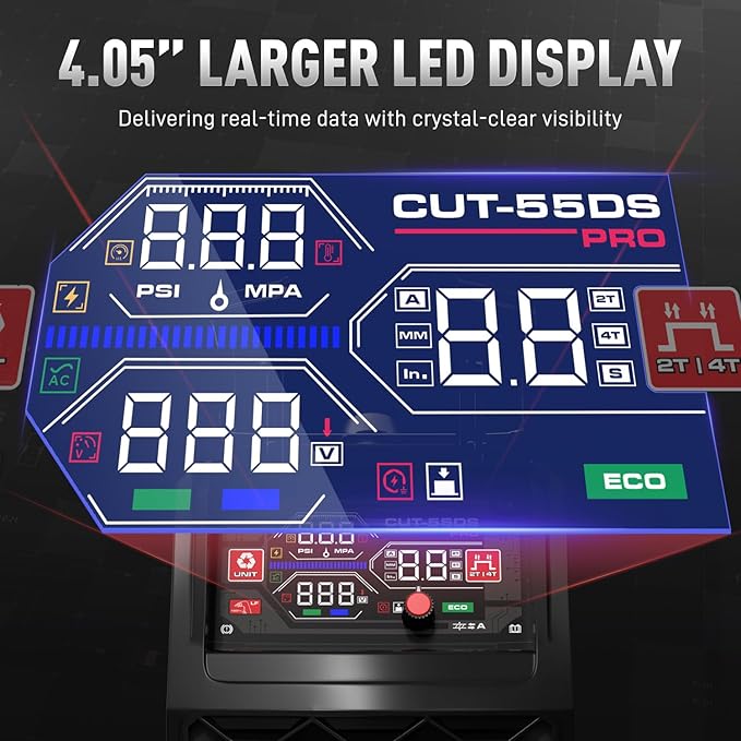 Cut-55DS plasma cutter large 4.05 inch LED display for real time cutting data