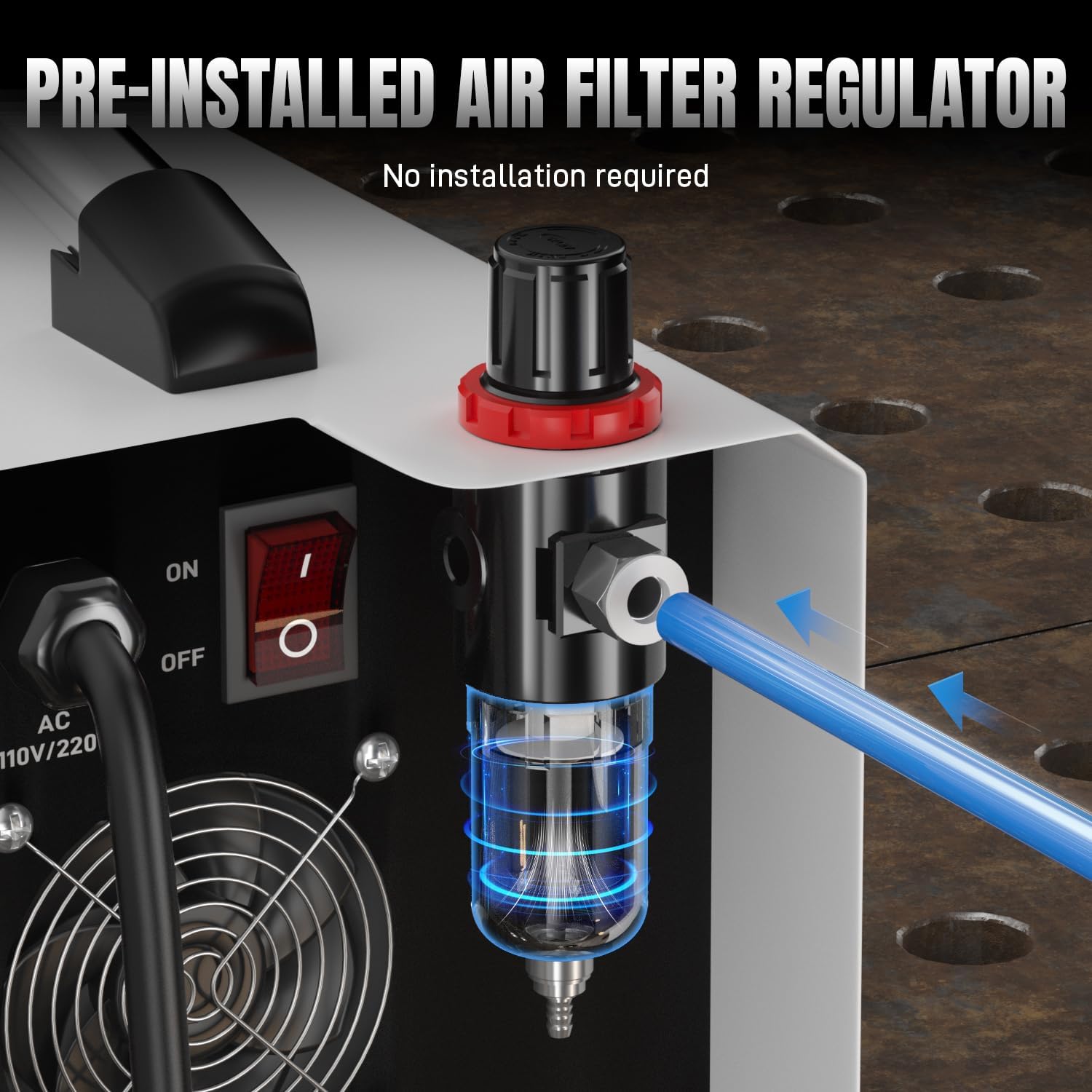 Cut-55DS plasma cutter built in air filter regulator with air pressure control