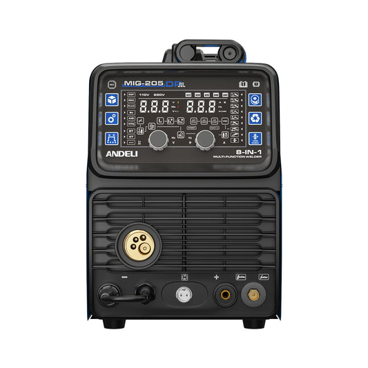 ANDELI MIG-205 DP 8-in-1 Pulsed MIG Welder & 50A Plasma Cutter Combo | 110/220V 200A