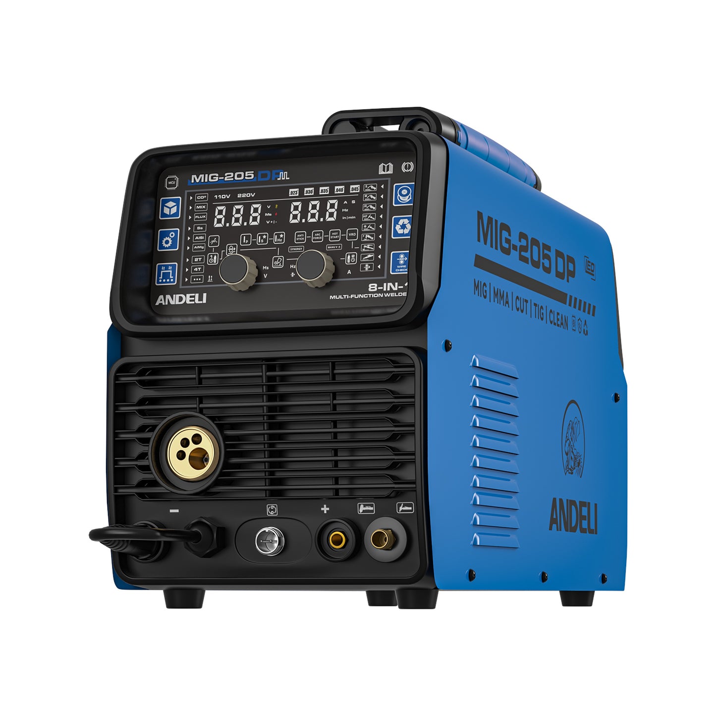 ANDELI MIG-205 DP 8-in-1 Pulsed MIG Welder & 50A Plasma Cutter Combo | 110/220V 200A。